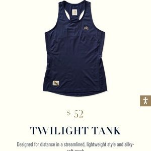 Tracksmith W Twilight Tank, sz S, Navy Blue